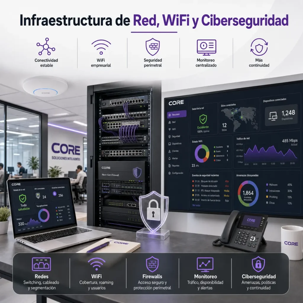 Infraestructura: Redes, Cableados, Wifi, Ciberseguridad.