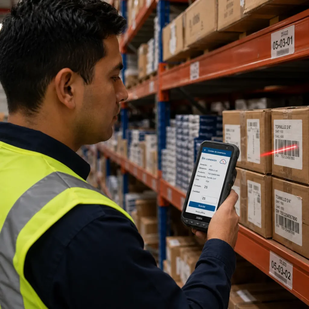 App de inventarios y almacenes operando fuera de línea