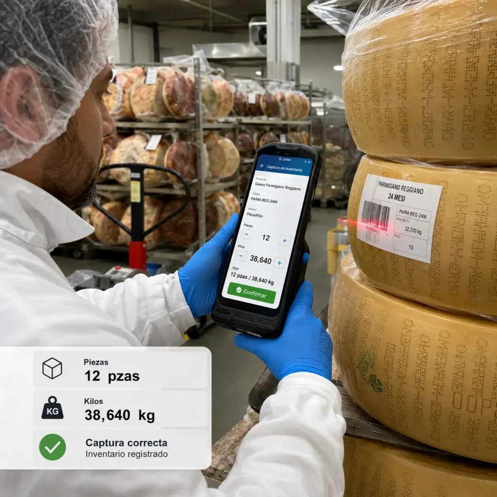 La app permite el manejo de piezas y kilos